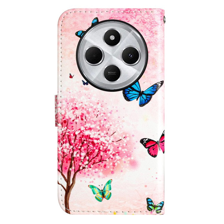 For Xiaomi Poco C75 4G / Redmi 14R 5G / 14C 4G Wallet Case Printed Pattern Design Leather Phone Cover - Cherry Blossoms Tree