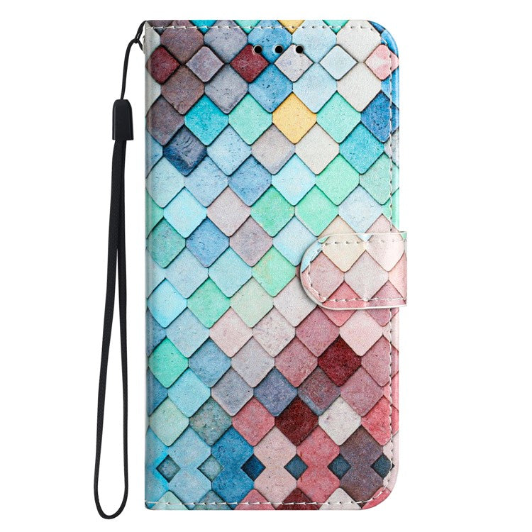 For Xiaomi Poco C75 4G / Redmi 14R 5G / 14C 4G Wallet Case Printed Pattern Design Leather Phone Cover - Grids