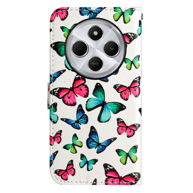 For Xiaomi Poco C75 4G / Redmi 14R 5G / 14C 4G Wallet Case Printed Pattern Design Leather Phone Cover - Butterflies