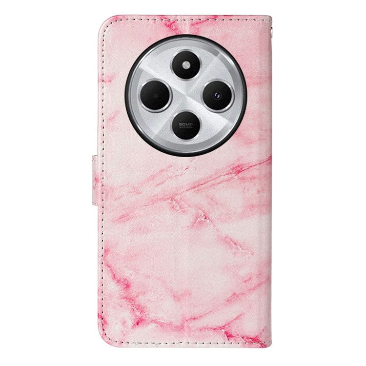 For Xiaomi Redmi 14C 4G Case Pattern PU Leather Flip Phone Cover - Pink Marble