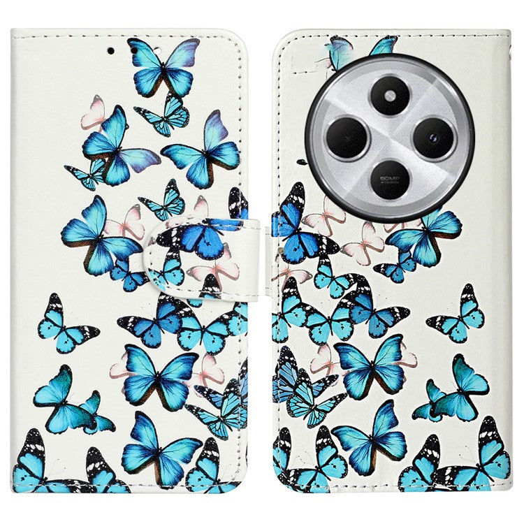 For Xiaomi Redmi 14C 4G Case Pattern PU Leather Flip Phone Cover - Blue Butterfly