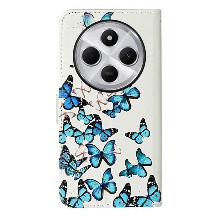 For Xiaomi Redmi 14C 4G Case Pattern PU Leather Flip Phone Cover - Blue Butterfly