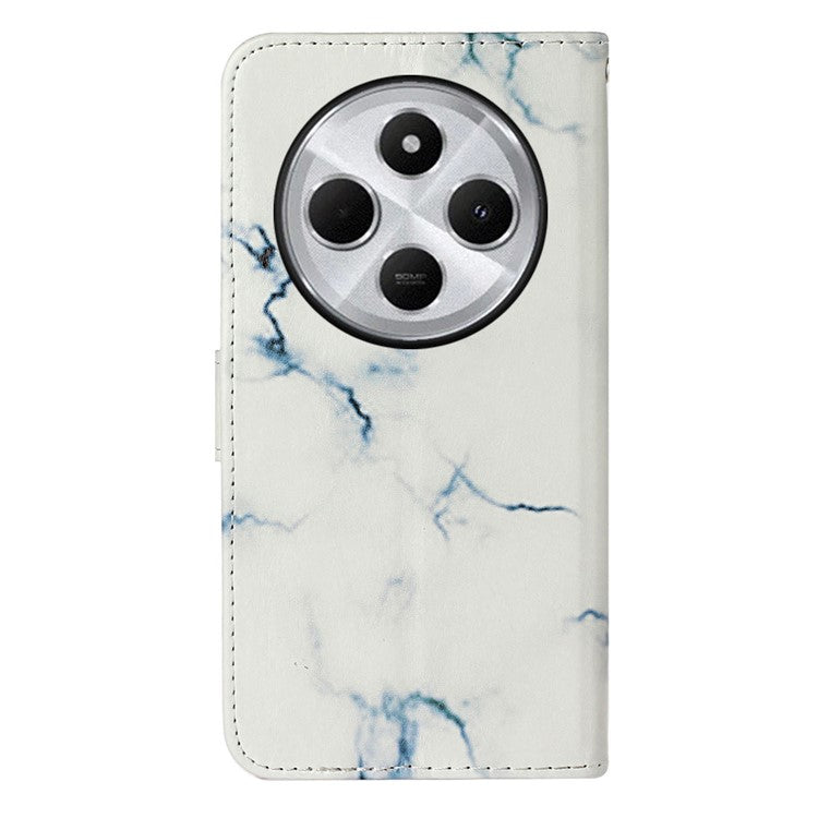 For Xiaomi Redmi 14C 4G Case Pattern PU Leather Flip Phone Cover - White Marble