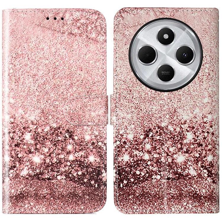 For Xiaomi Redmi 14C 4G Case Pattern PU Leather Flip Phone Cover - Rose Gold Marble