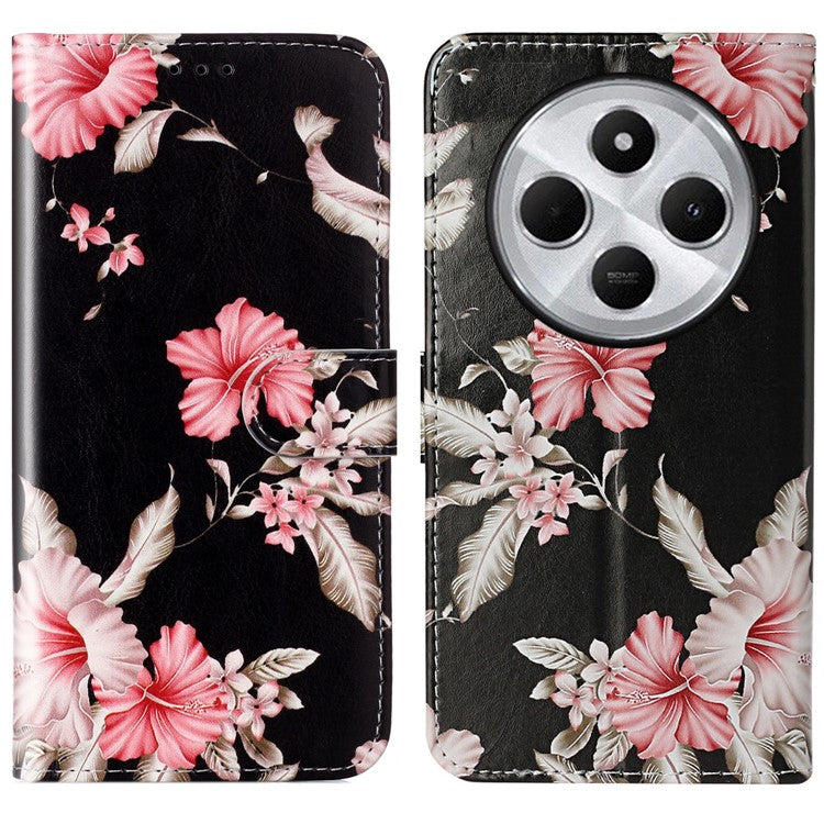 For Xiaomi Redmi 14C 4G Case Pattern PU Leather Flip Phone Cover -  Rhododendron