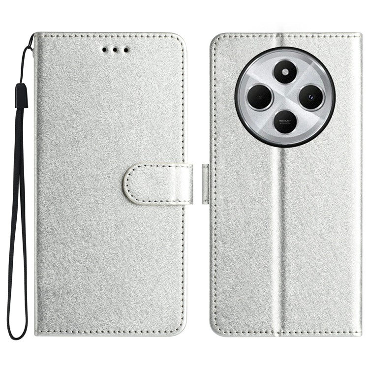 For Xiaomi Redmi 14C 4G Wallet Case Leather Folio Phone Cover Magnetic Clasp - Silver