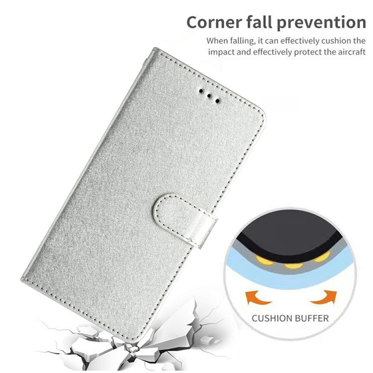 For Xiaomi Redmi 14C 4G Wallet Case Leather Folio Phone Cover Magnetic Clasp - Silver