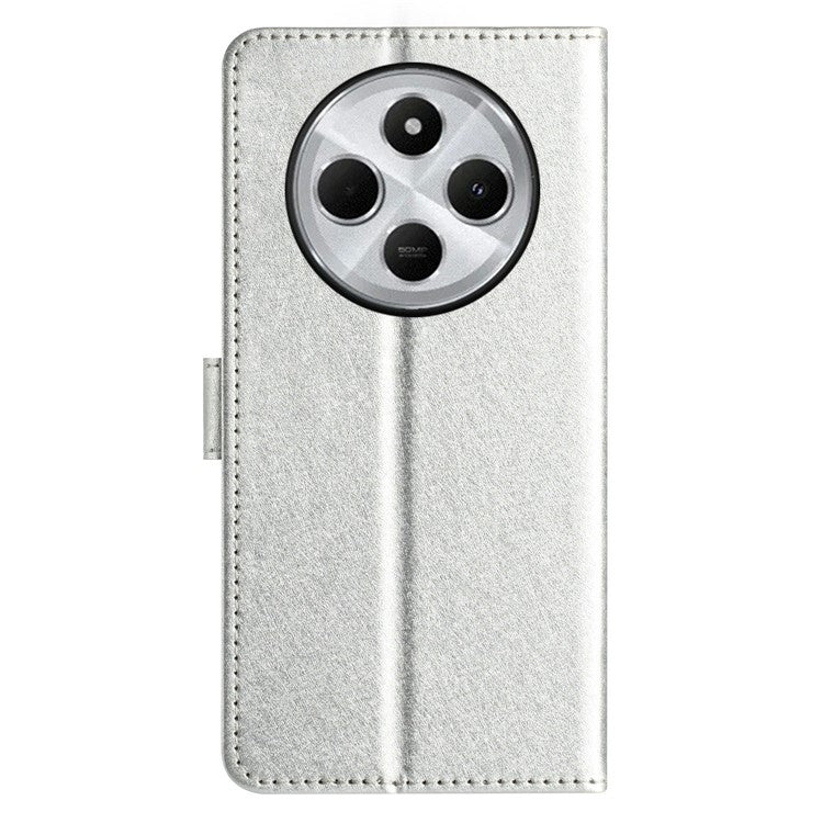 For Xiaomi Redmi 14C 4G Wallet Case Leather Folio Phone Cover Magnetic Clasp - Silver