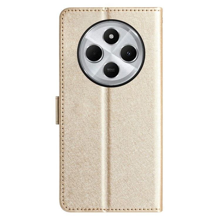 For Xiaomi Redmi 14C 4G Wallet Case Leather Folio Phone Cover Magnetic Clasp - Gold