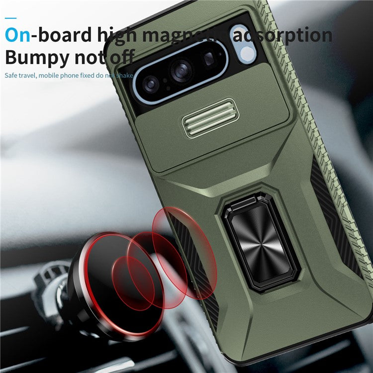 For Google Pixel 8 Pro Case Camshield Kickstand TPU+PC Anti-Slip Phone Cover -  Green