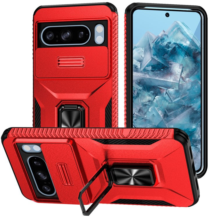 For Google Pixel 8 Pro Case Camshield Kickstand TPU+PC Anti-Slip Phone Cover -  Red