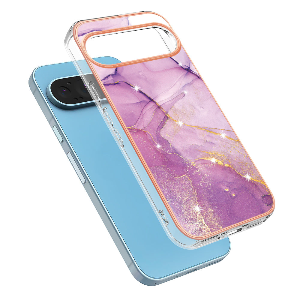 For Google Pixel 9 Pro XL Case YB IMD Series-2 Style-B IMD Marble Pattern TPU Back Cover - Purple 001