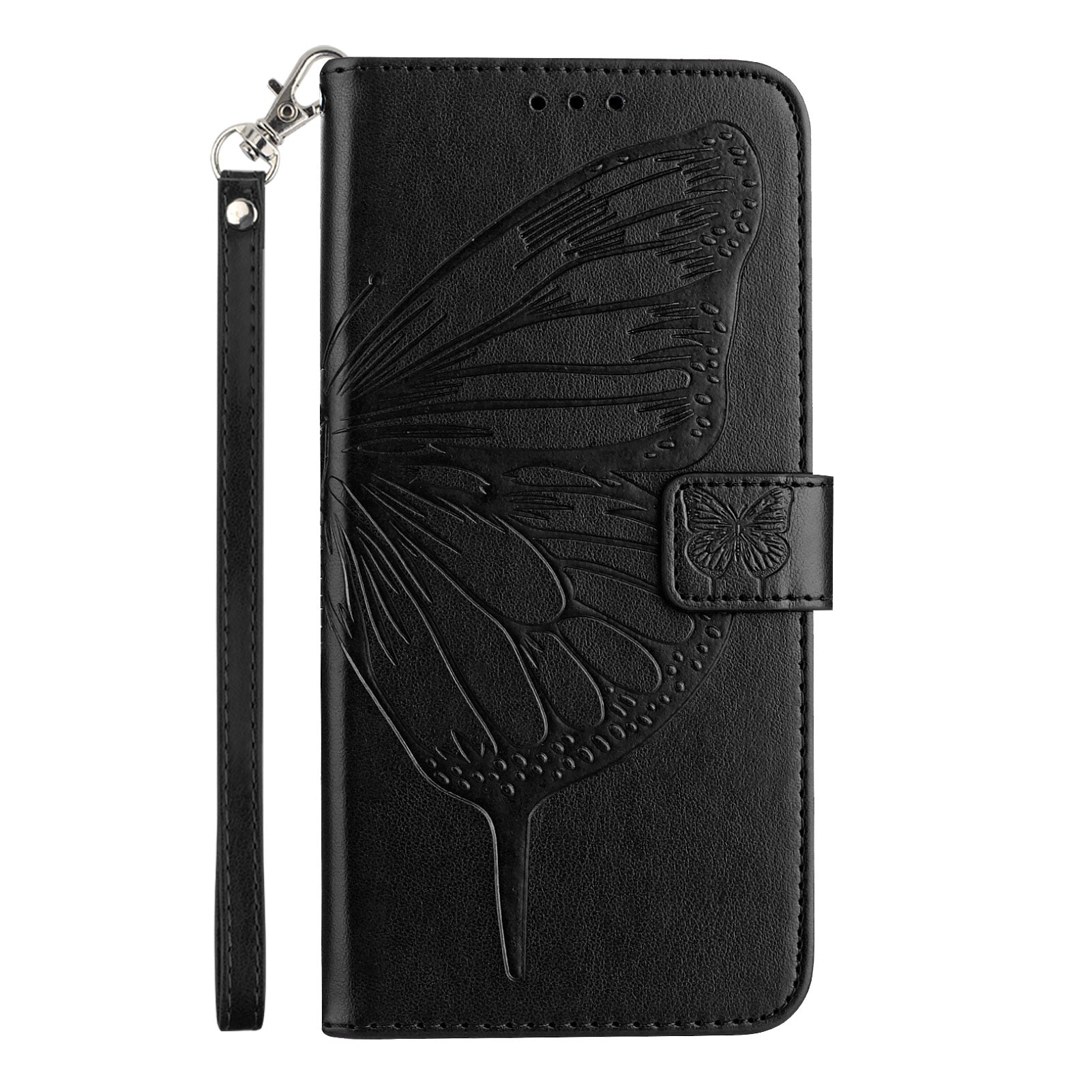 For Google Pixel 9 Pro XL Case YB Imprinting Series-4 Butterfly Flower Flip Wallet Leather Phone Cover - Black