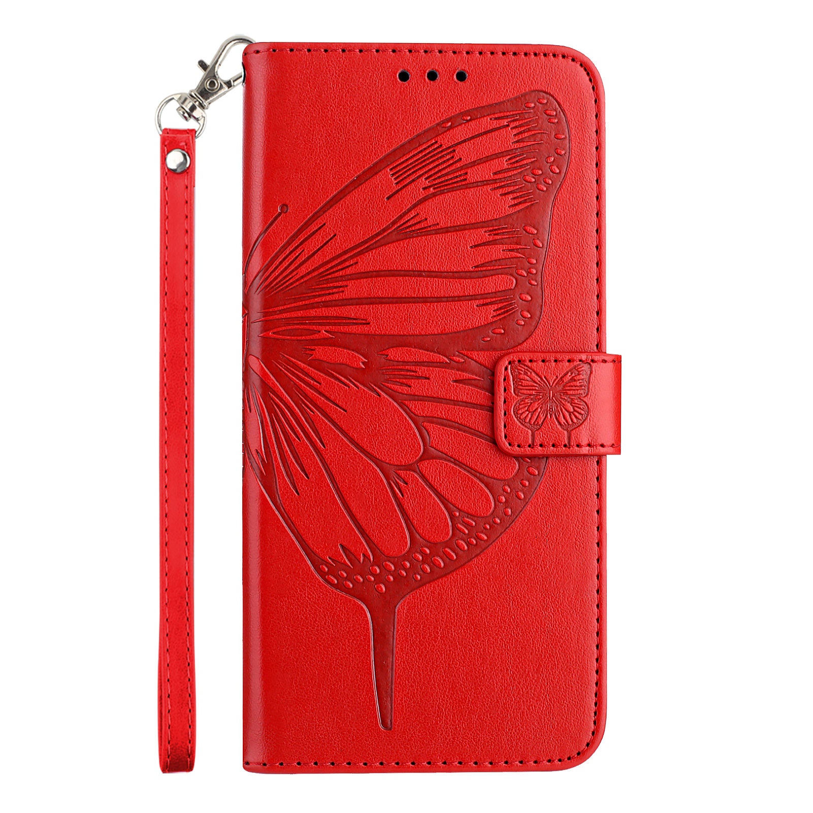 For Google Pixel 9 Pro XL Case YB Imprinting Series-4 Butterfly Flower Flip Wallet Leather Phone Cover - Red