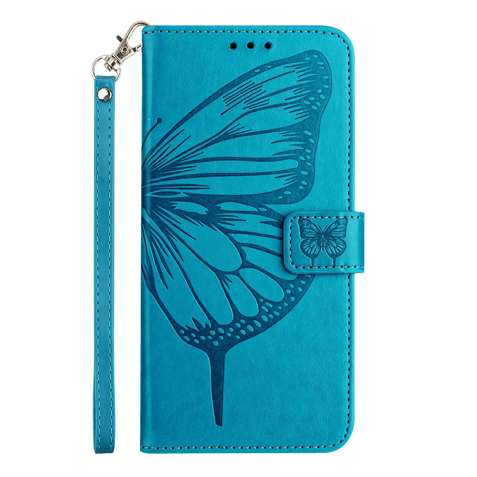 For Google Pixel 9 Pro XL Case YB Imprinting Series-4 Butterfly Flower Flip Wallet Leather Phone Cover - Blue