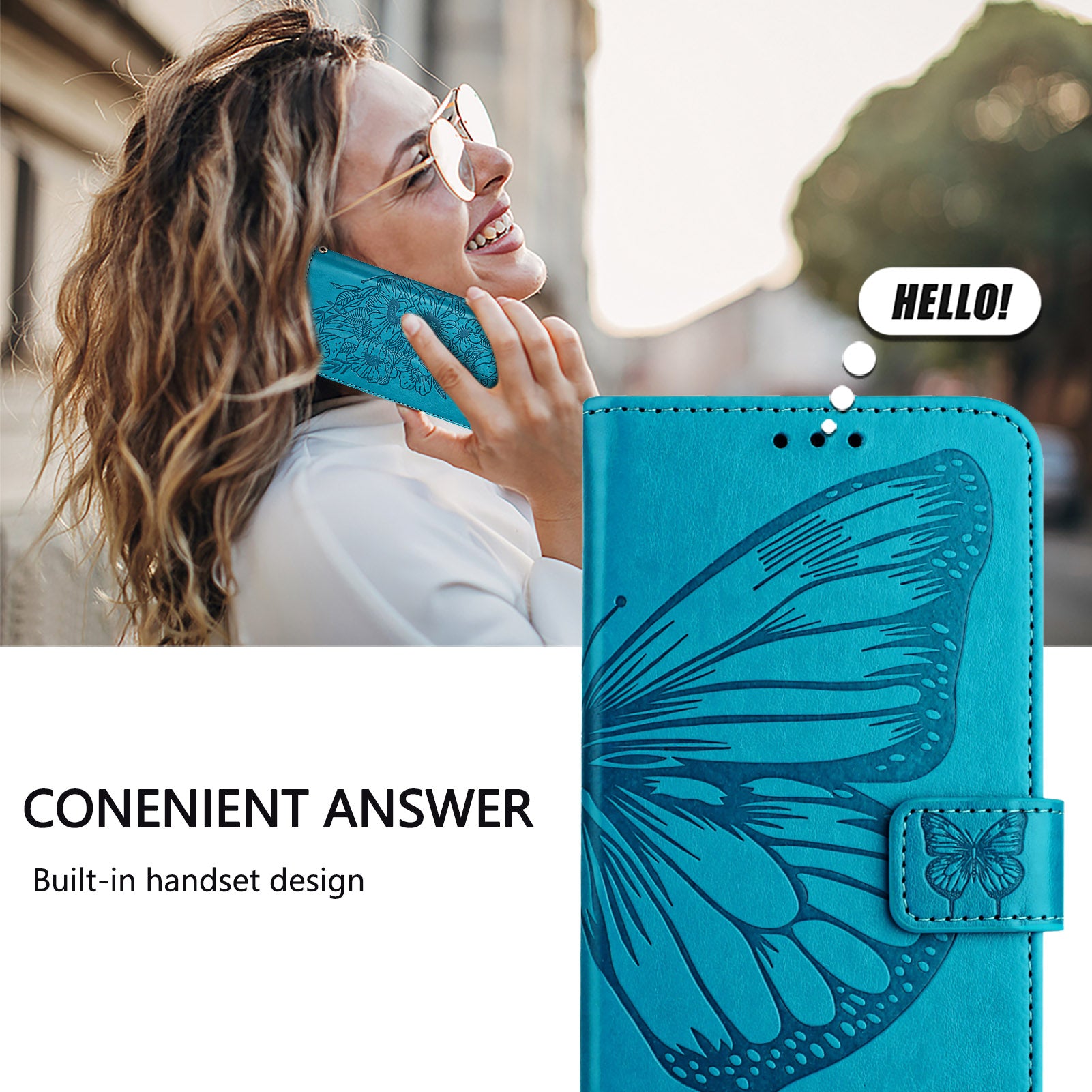 For Google Pixel 9 Pro XL Case YB Imprinting Series-4 Butterfly Flower Flip Wallet Leather Phone Cover - Blue