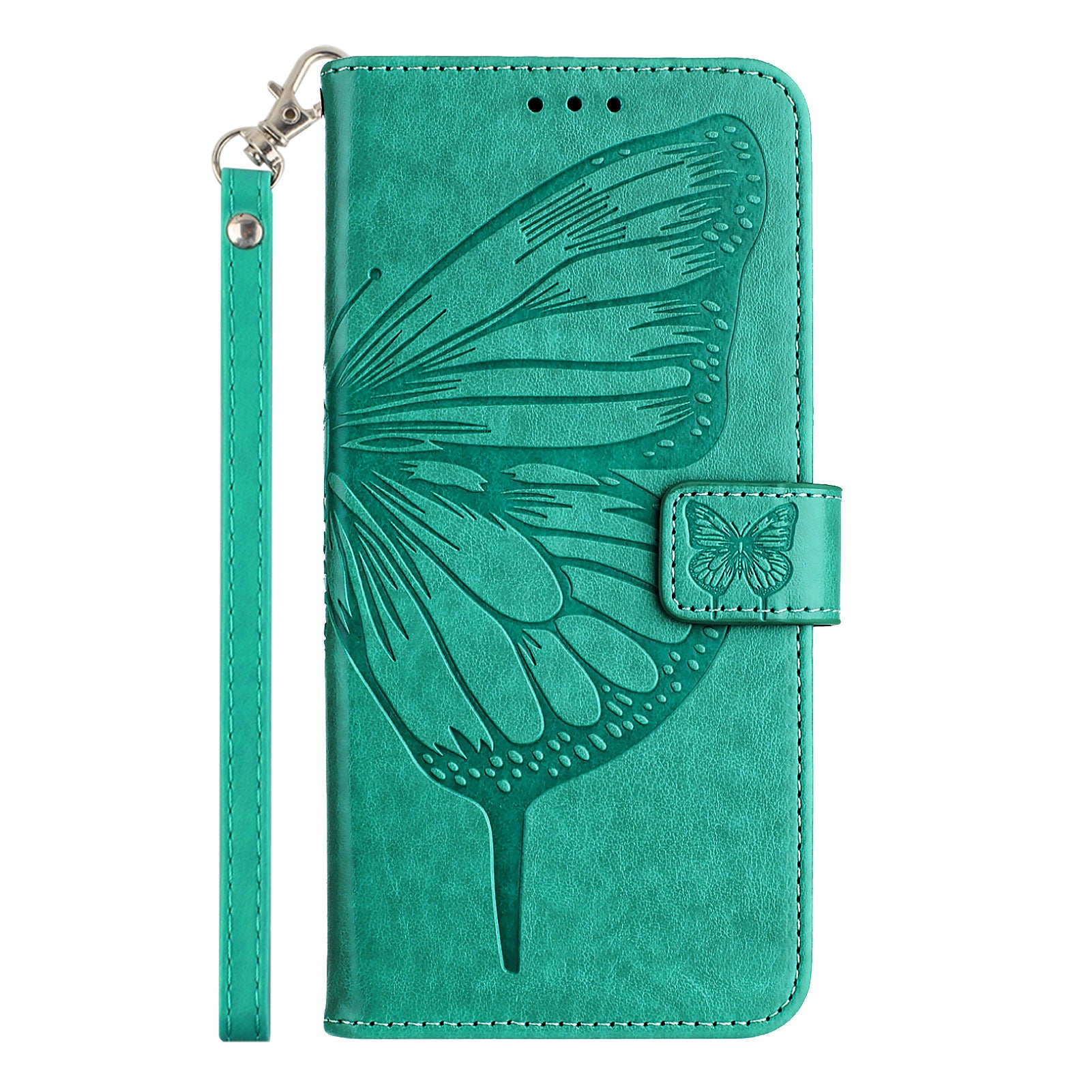 For Google Pixel 9 Pro XL Case YB Imprinting Series-4 Butterfly Flower Flip Wallet Leather Phone Cover - Green