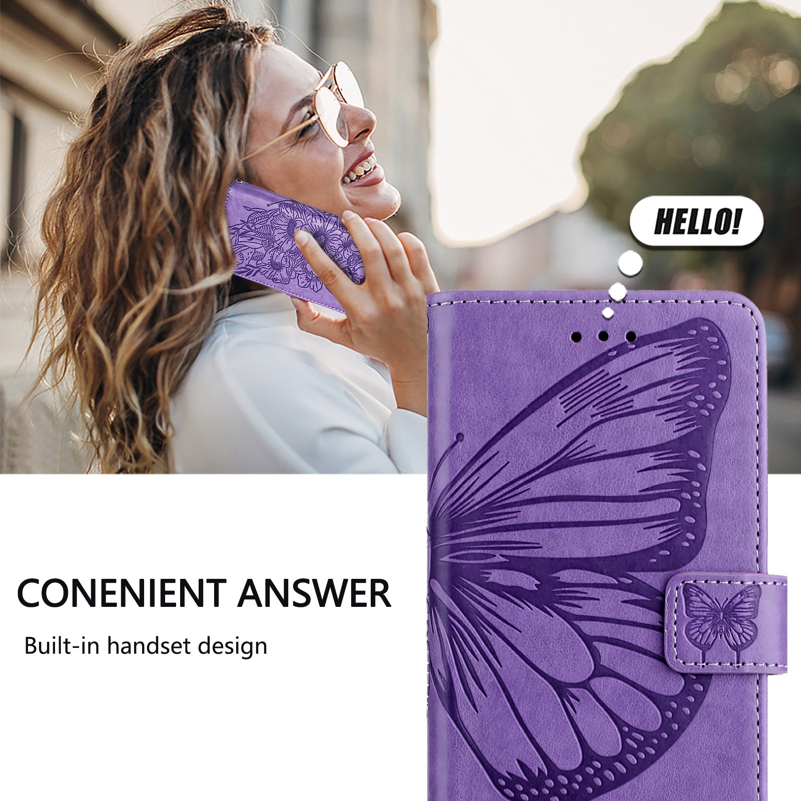 For Google Pixel 9 Pro XL Case YB Imprinting Series-4 Butterfly Flower Flip Wallet Leather Phone Cover - Purple