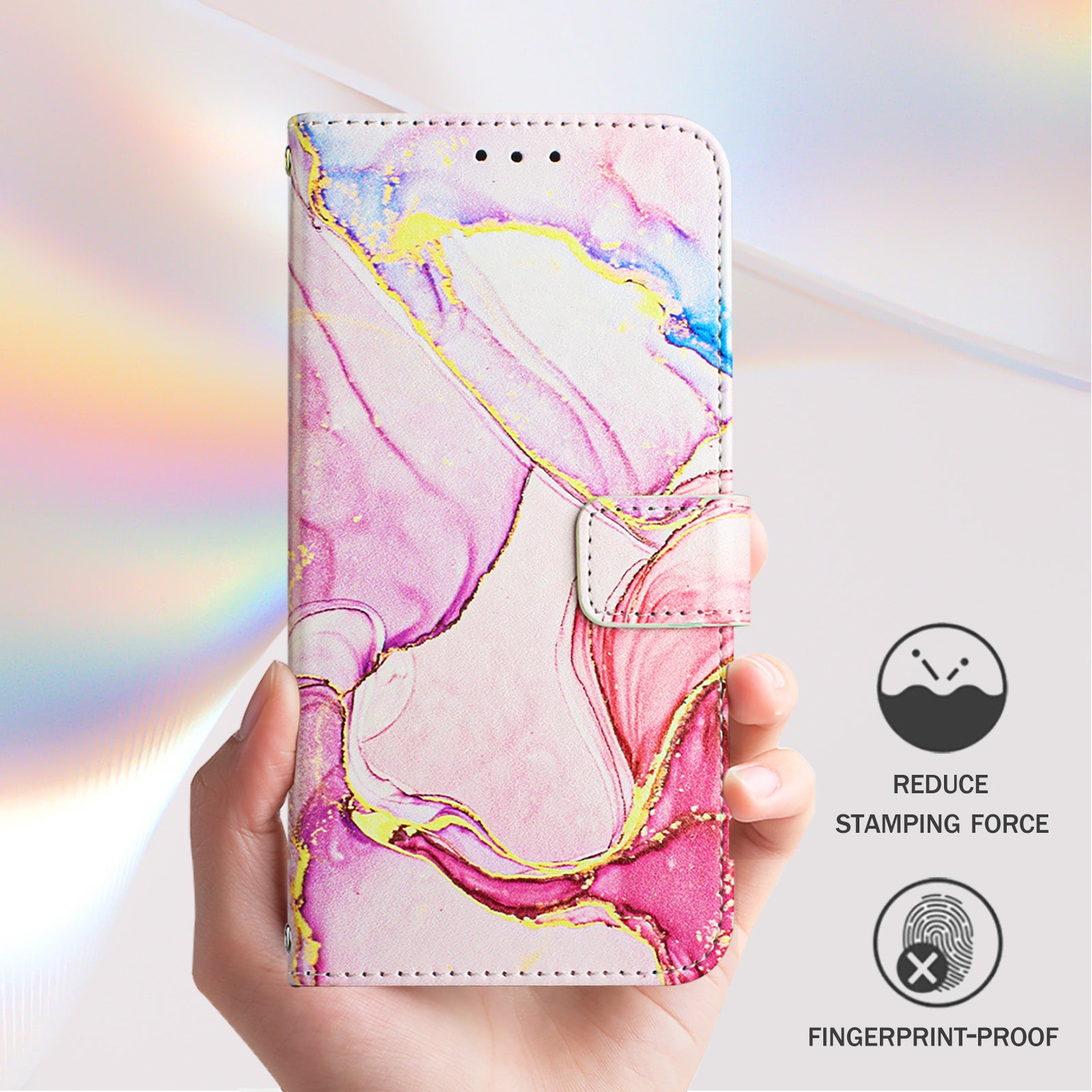 For Google Pixel 9 Pro XL Case YB Pattern Printing Leather Series-5   Marble Pattern Wallet Phone Cover - Rose Gold LS005