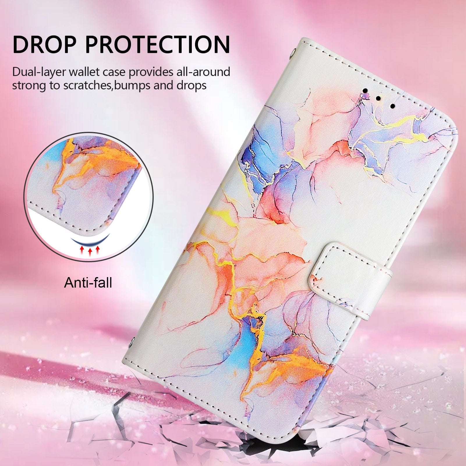 For Google Pixel 9 Pro XL Case YB Pattern Printing Leather Series-5   Marble Pattern Wallet Phone Cover - Milky Way Marble White LS004