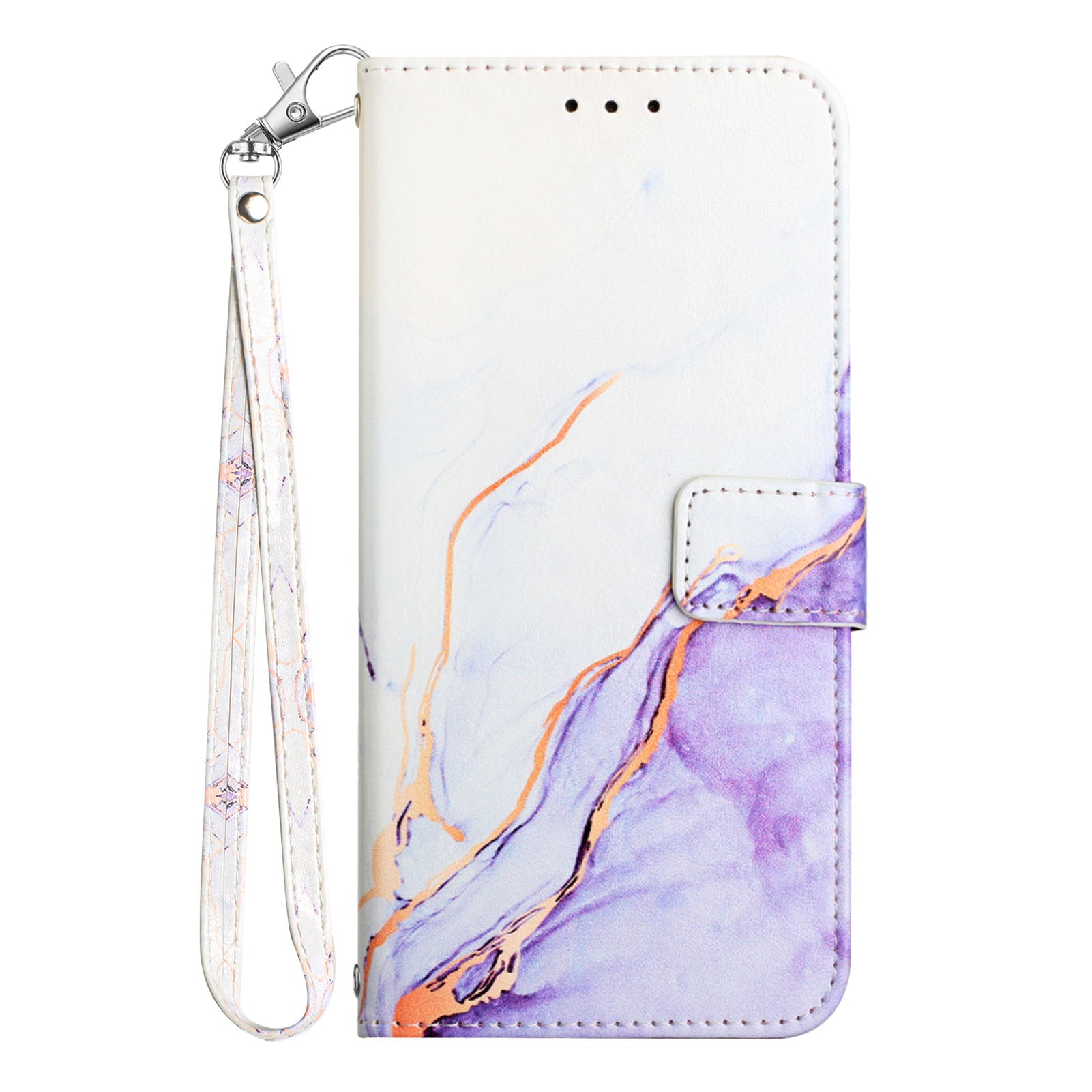 For Google Pixel 9 Pro XL Case YB Pattern Printing Leather Series-5   Marble Pattern Wallet Phone Cover - White / Purple LS006