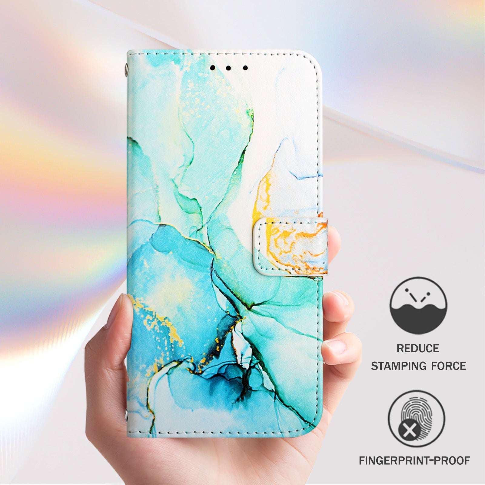 For Google Pixel 9 Pro XL Case YB Pattern Printing Leather Series-5   Marble Pattern Wallet Phone Cover - Green LS003