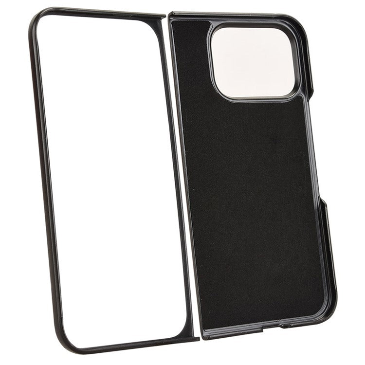 For Google Pixel 9 Pro Fold 5G Case Cowhide Texture Leather+PC Phone Cover Stitching Lines - Black