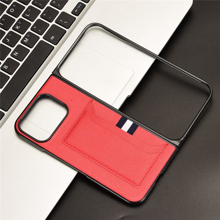 For Google Pixel 9 Pro Fold 5G Case Card Holder Litchi Texture Leather+PC Folding Phone Cover - Red