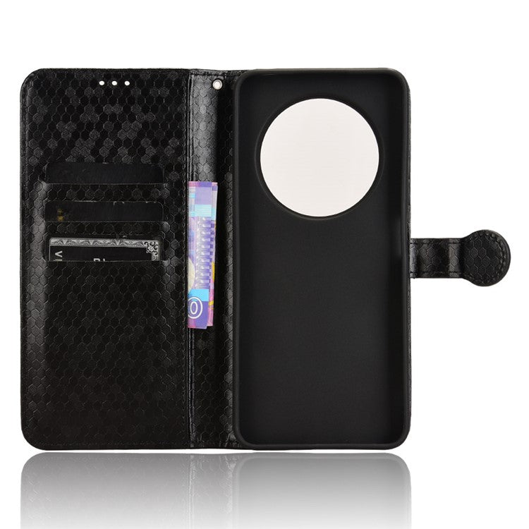 For Xiaomi Poco C75 4G / Redmi 14R 5G / 14C 4G Wallet Case Dot Pattern Imprint PU Leather Phone Cover - Black