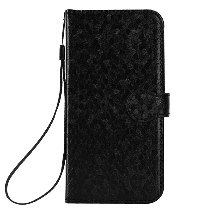 For Xiaomi Poco C75 4G / Redmi 14R 5G / 14C 4G Wallet Case Dot Pattern Imprint PU Leather Phone Cover - Black