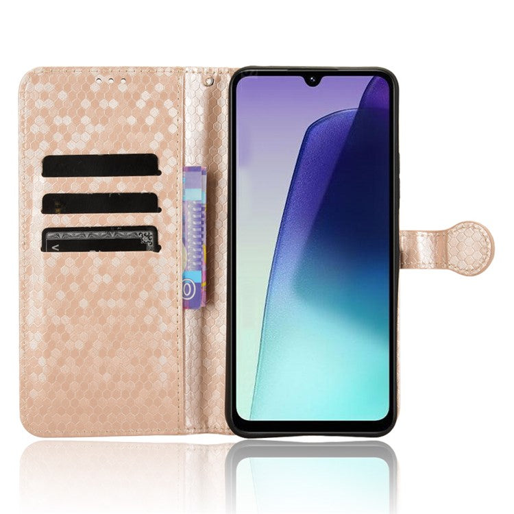 For Xiaomi Poco C75 4G / Redmi 14R 5G / 14C 4G Wallet Case Dot Pattern Imprint PU Leather Phone Cover - Rose Gold