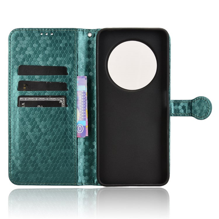 For Xiaomi Poco C75 4G / Redmi 14R 5G / 14C 4G Wallet Case Dot Pattern Imprint PU Leather Phone Cover - Green