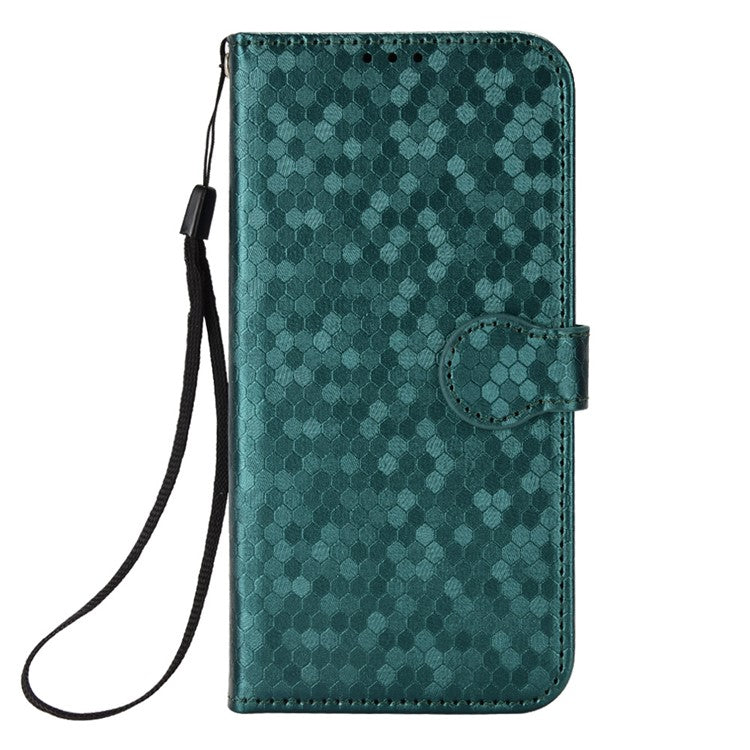 For Xiaomi Poco C75 4G / Redmi 14R 5G / 14C 4G Wallet Case Dot Pattern Imprint PU Leather Phone Cover - Green