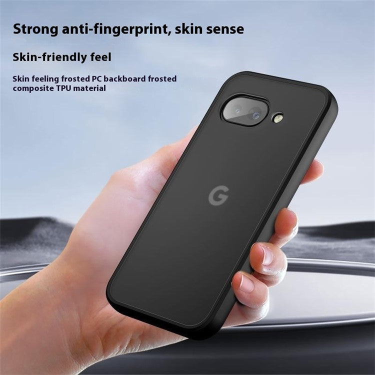 For Google Pixel 9a Case Skin-Touch TPU+PC Matte Phone Shell, Transparent Black