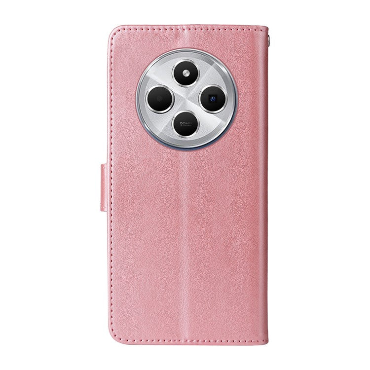 For Xiaomi Poco C75 4G / Redmi 14R 5G / 14C 4G Leather Case Butterfly Floral Imprint Wallet Stand Cover - Pink