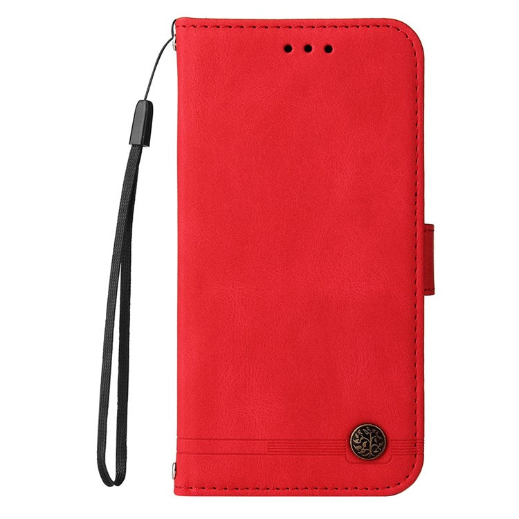 For Xiaomi Poco C75 4G / Redmi 14R 5G / 14C 4G Wallet Case Skin-Touch Leather Phone Cover Tree Pattern Hardware - Red