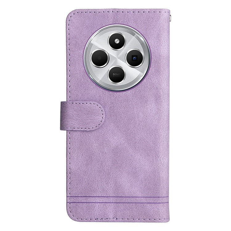 For Xiaomi Poco C75 4G / Redmi 14R 5G / 14C 4G Wallet Case Skin-Touch Leather Phone Cover Tree Pattern Hardware - Purple