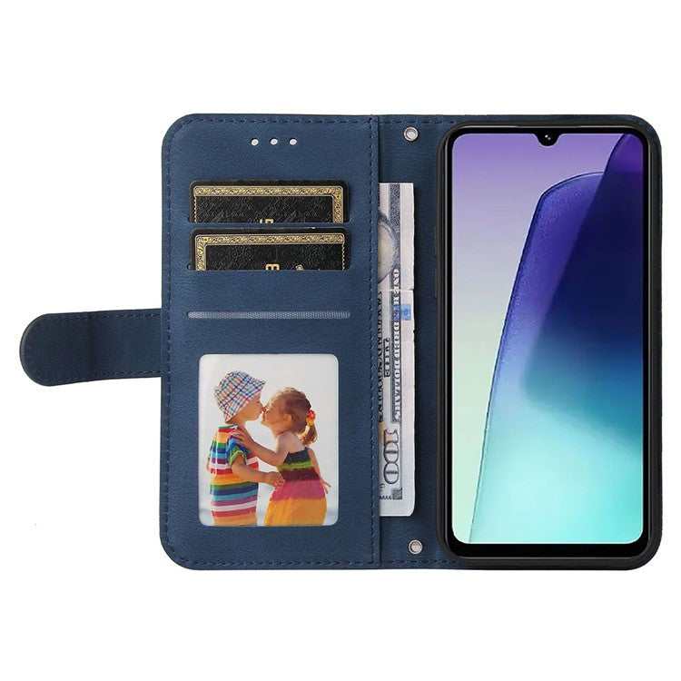 For Xiaomi Poco C75 4G / Redmi 14R 5G / 14C 4G Wallet Case Skin-Touch Leather Phone Cover Tree Pattern Hardware - Blue