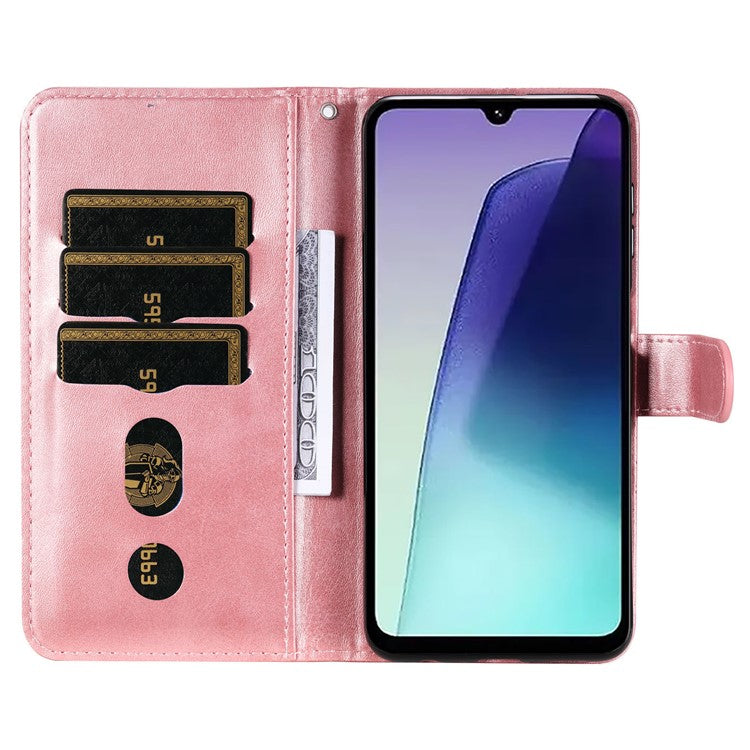 For Xiaomi Poco C75 4G / Redmi 14R 5G / 14C 4G Case Zipper Wallet Calf Texture PU Leather Phone Cover - Pink