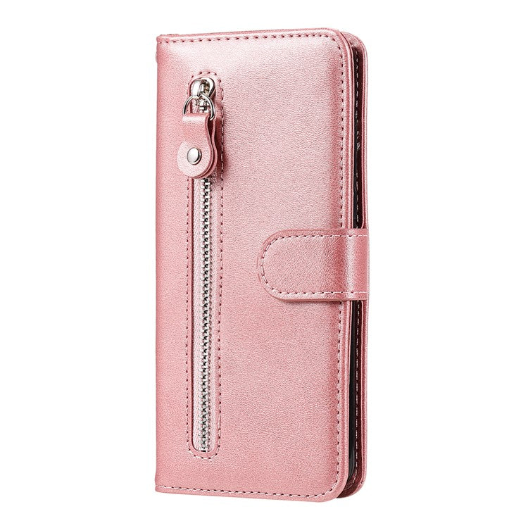 For Xiaomi Poco C75 4G / Redmi 14R 5G / 14C 4G Case Zipper Wallet Calf Texture PU Leather Phone Cover - Pink