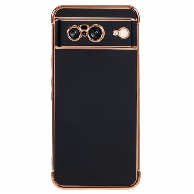 For Google Pixel 8 Case Electroplated Frame TPU Soft Phone Cover - Black