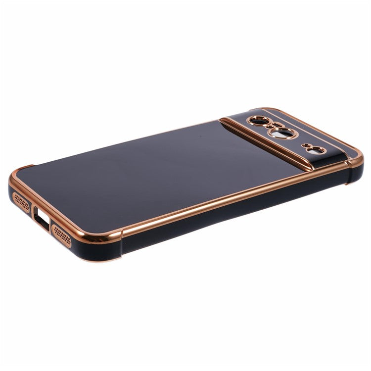 For Google Pixel 8 Case Electroplated Frame TPU Soft Phone Cover - Black