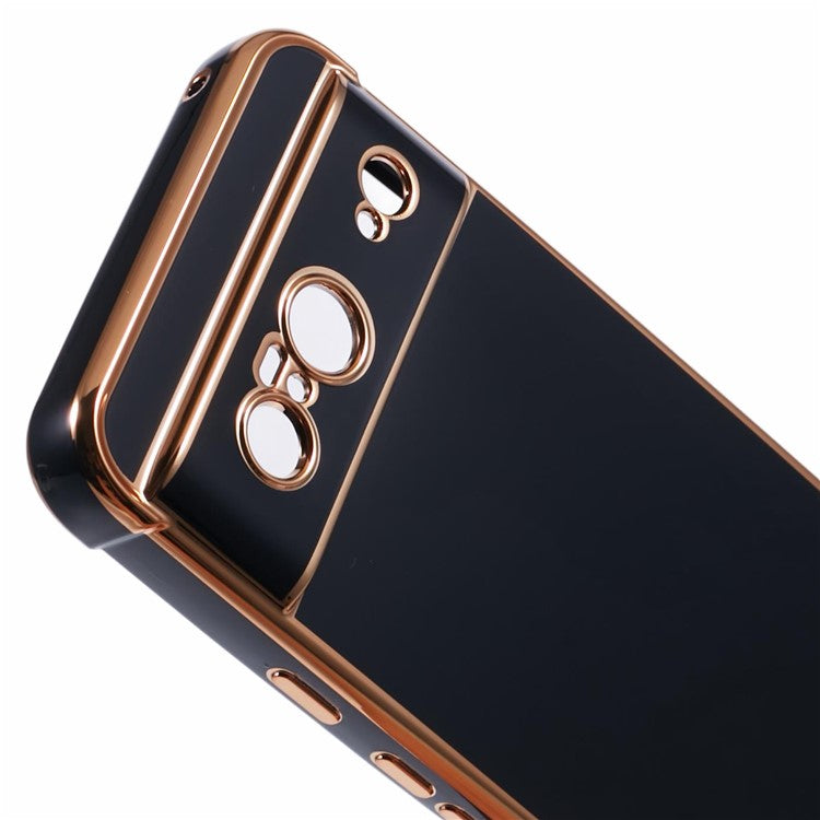 For Google Pixel 8 Case Electroplated Frame TPU Soft Phone Cover - Black