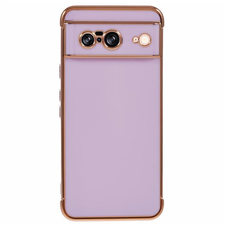 For Google Pixel 8 Case Electroplated Frame TPU Soft Phone Cover - Purple