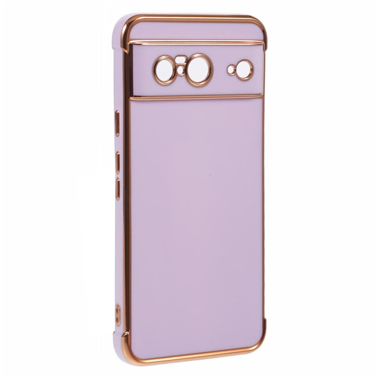 For Google Pixel 8 Case Electroplated Frame TPU Soft Phone Cover - Purple