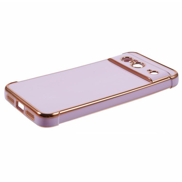 For Google Pixel 8 Case Electroplated Frame TPU Soft Phone Cover - Purple