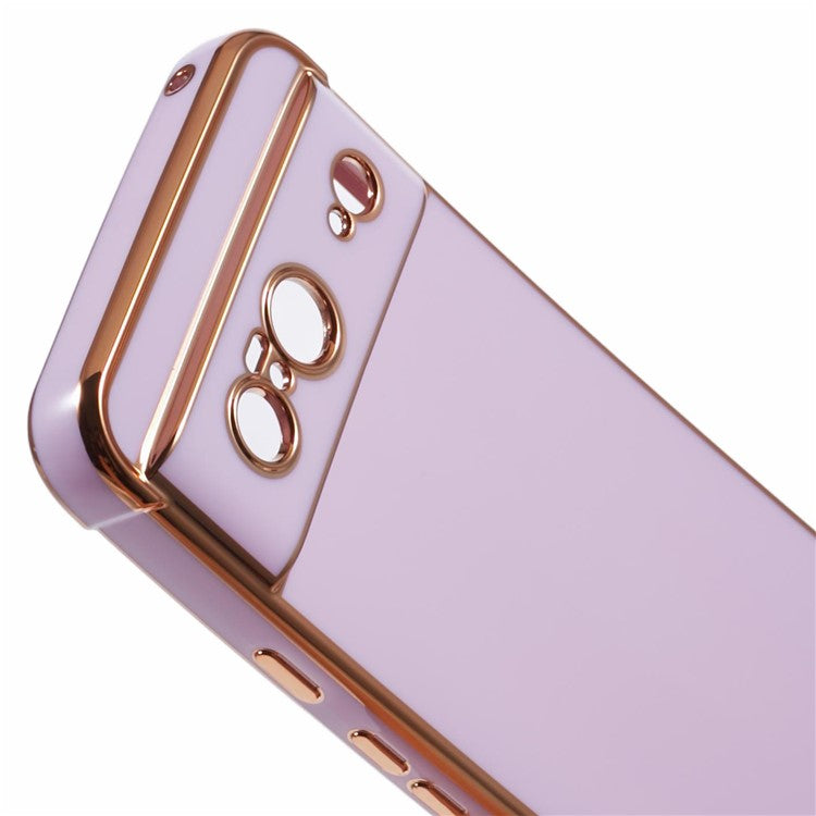 For Google Pixel 8 Case Electroplated Frame TPU Soft Phone Cover - Purple