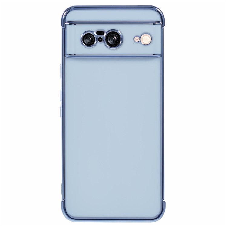 For Google Pixel 8 Case Electroplated Frame TPU Soft Phone Cover - Blue