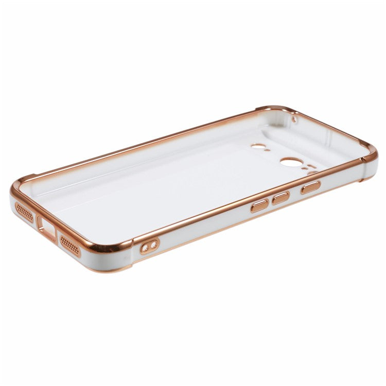 For Google Pixel 8 Case Electroplated Frame TPU Soft Phone Cover - Ivory White