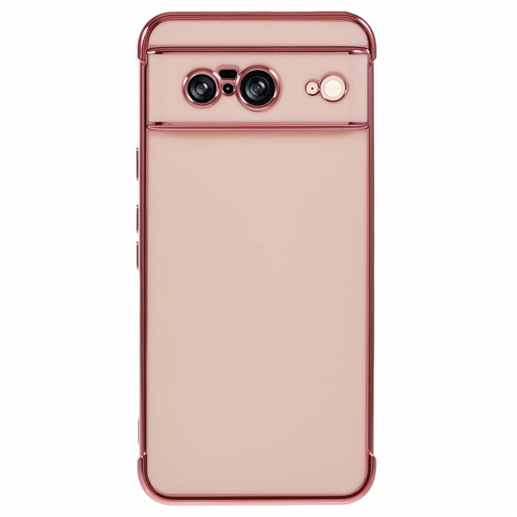 For Google Pixel 8 Case Electroplated Frame TPU Soft Phone Cover - Pink